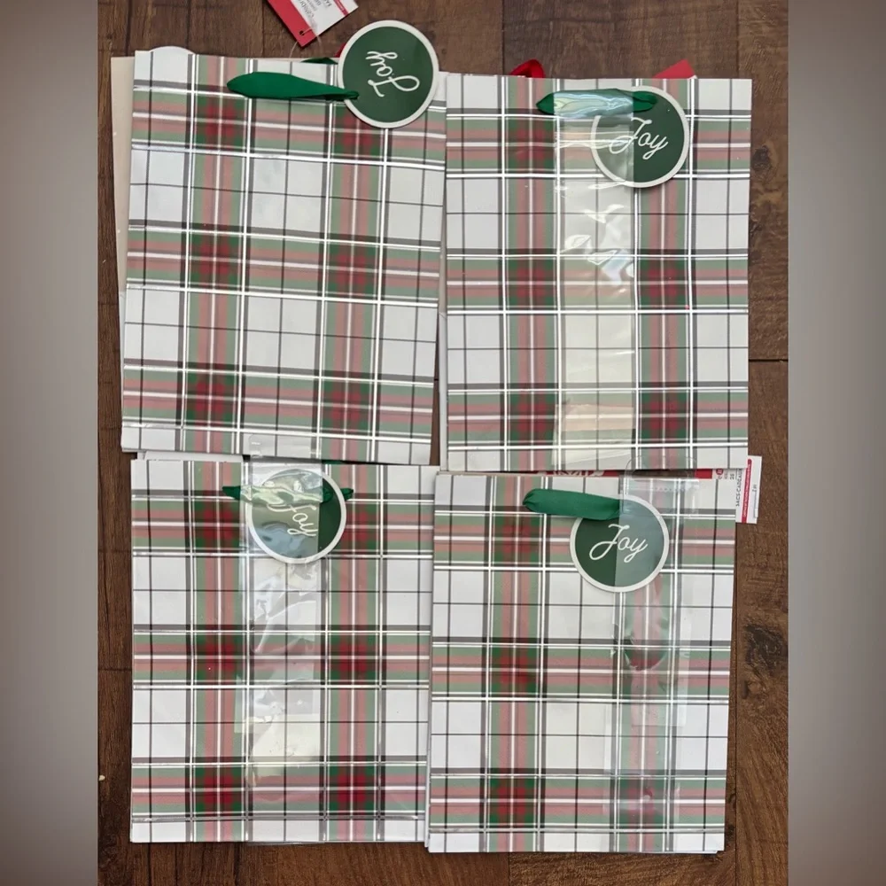 Christmas bags bows box paper NEW NWT Approx 4 lbs Santa candy cane tree
